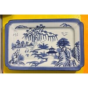 Bombay Co BLUE AND WHITE CHINOISERIE PLATTER 18.5” x 12” x 1 5/8”